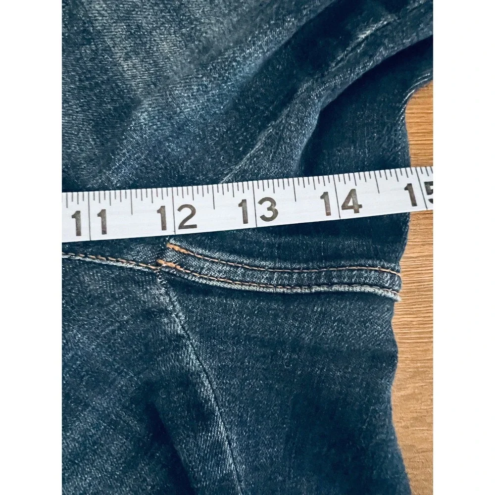J. Jill Denim Women High Rise Wide Leg Jeans Dark Wash Size 16R Blue Stretch EUC